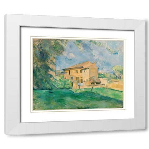 The Farm at the Jas de Bouffan White Modern Wood Framed Art Print with Double Matting by Cezanne, Paul
