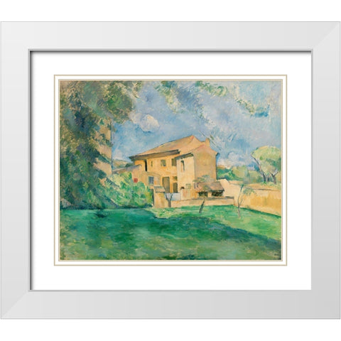 The Farm at the Jas de Bouffan White Modern Wood Framed Art Print with Double Matting by Cezanne, Paul