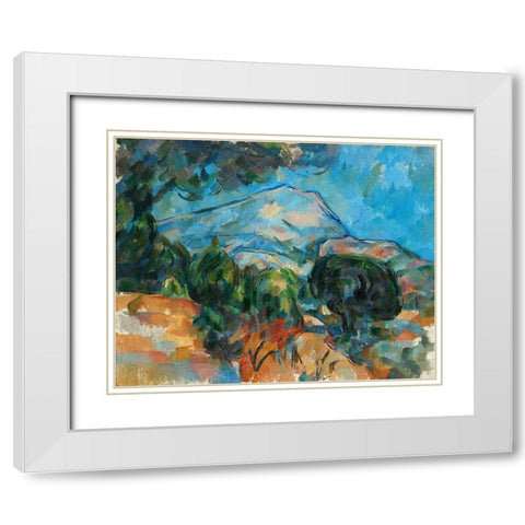 Mount Sainteâ€“Victoire White Modern Wood Framed Art Print with Double Matting by Cezanne, Paul