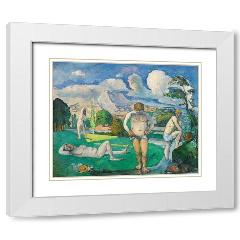 Bathers at Rest White Modern Wood Framed Art Print with Double Matting by Cezanne, Paul