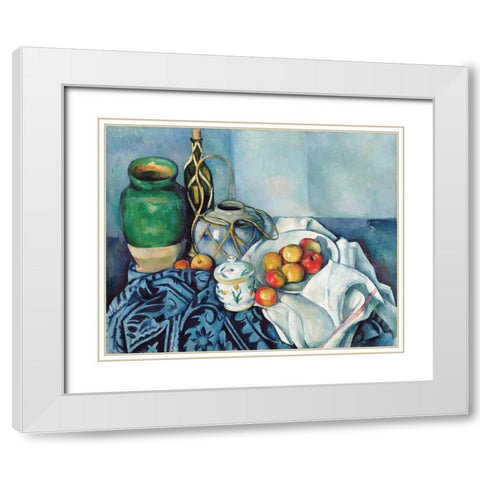 Still Life with Apples White Modern Wood Framed Art Print with Double Matting by Cezanne, Paul