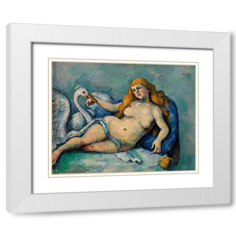 Leda and the Swan White Modern Wood Framed Art Print with Double Matting by Cezanne, Paul