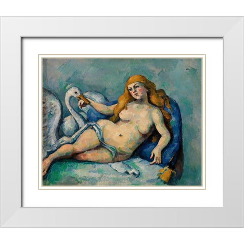 Leda and the Swan White Modern Wood Framed Art Print with Double Matting by Cezanne, Paul