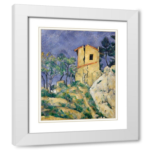 The House with the Cracked Walls White Modern Wood Framed Art Print with Double Matting by Cezanne, Paul