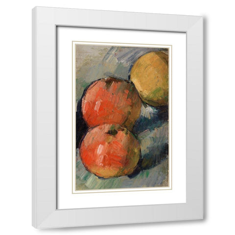 Three ApplesÂ  White Modern Wood Framed Art Print with Double Matting by Cezanne, Paul