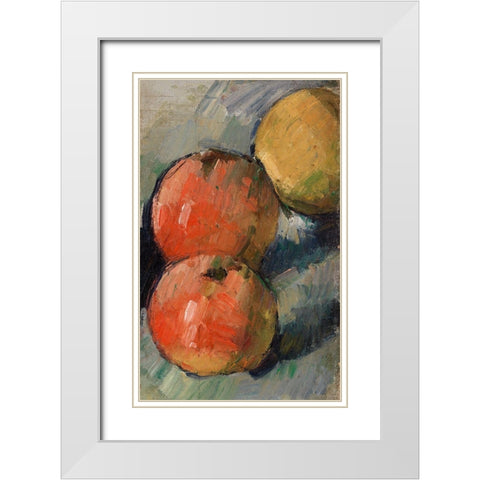 Three ApplesÂ  White Modern Wood Framed Art Print with Double Matting by Cezanne, Paul