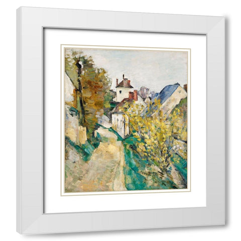 The House of Dr. Gachet in Auvers-sur-Oise White Modern Wood Framed Art Print with Double Matting by Cezanne, Paul