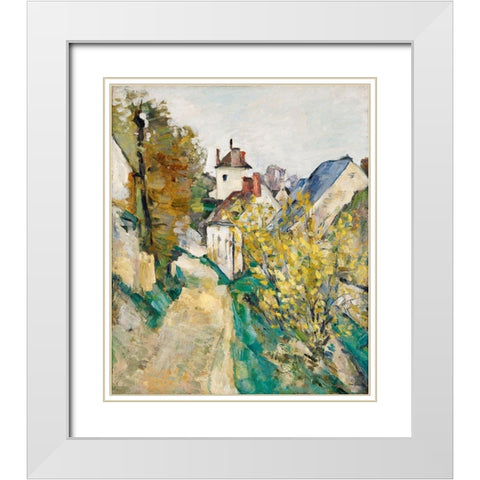 The House of Dr. Gachet in Auvers-sur-Oise White Modern Wood Framed Art Print with Double Matting by Cezanne, Paul