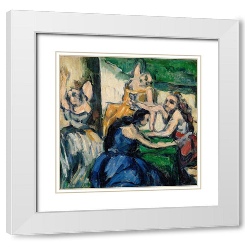 The Courtesans White Modern Wood Framed Art Print with Double Matting by Cezanne, Paul