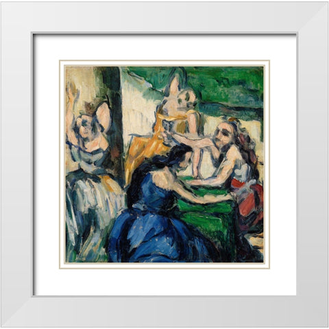 The Courtesans White Modern Wood Framed Art Print with Double Matting by Cezanne, Paul