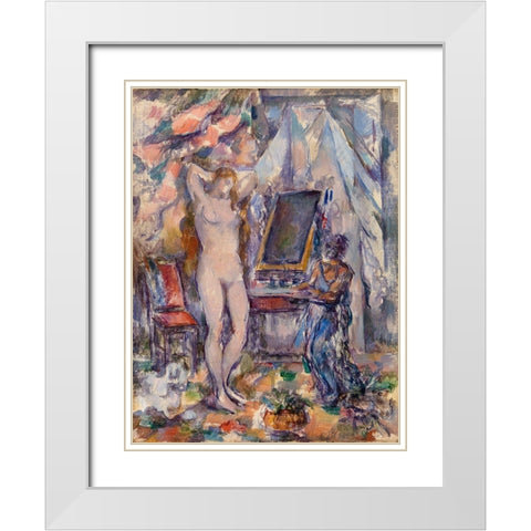 The Toilette White Modern Wood Framed Art Print with Double Matting by Cezanne, Paul
