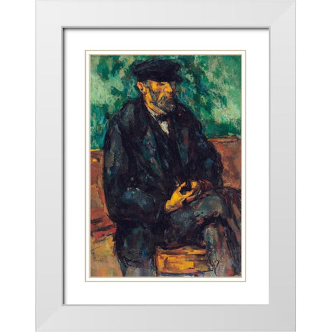 The Gardener Vallier White Modern Wood Framed Art Print with Double Matting by Cezanne, Paul