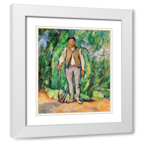 Gardener White Modern Wood Framed Art Print with Double Matting by Cezanne, Paul