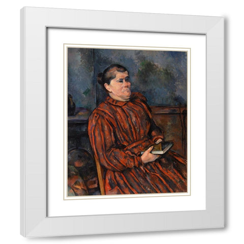 Portrait of a Woman White Modern Wood Framed Art Print with Double Matting by Cezanne, Paul
