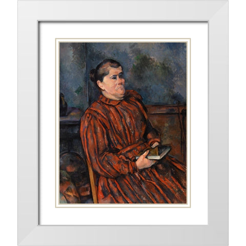 Portrait of a Woman White Modern Wood Framed Art Print with Double Matting by Cezanne, Paul