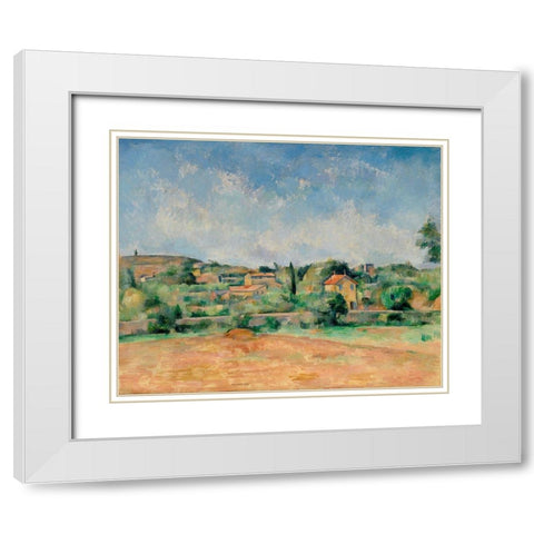 The Bellevue Plain, also called The Red Earth White Modern Wood Framed Art Print with Double Matting by Cezanne, Paul
