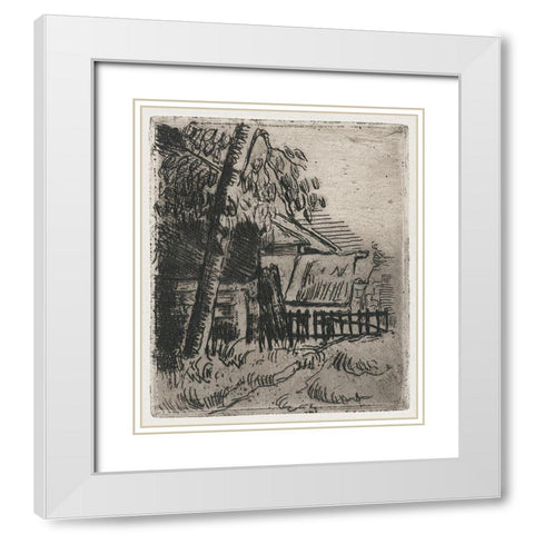 Landscape at Auvers White Modern Wood Framed Art Print with Double Matting by Cezanne, Paul