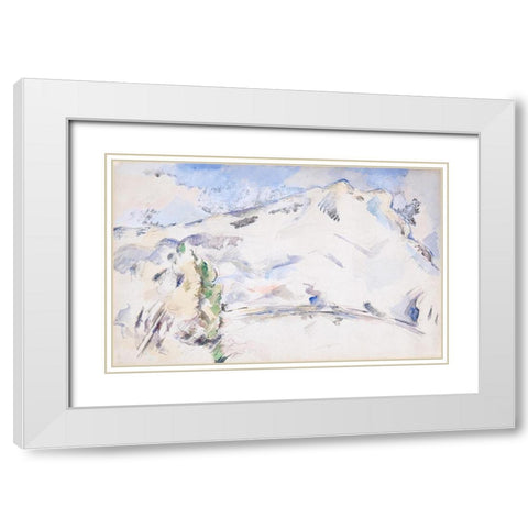 Mont Sainte-Victoire White Modern Wood Framed Art Print with Double Matting by Cezanne, Paul