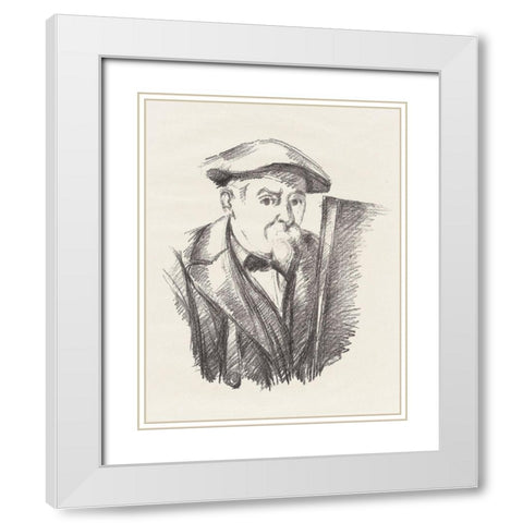 Self-PortraitÂ  White Modern Wood Framed Art Print with Double Matting by Cezanne, Paul