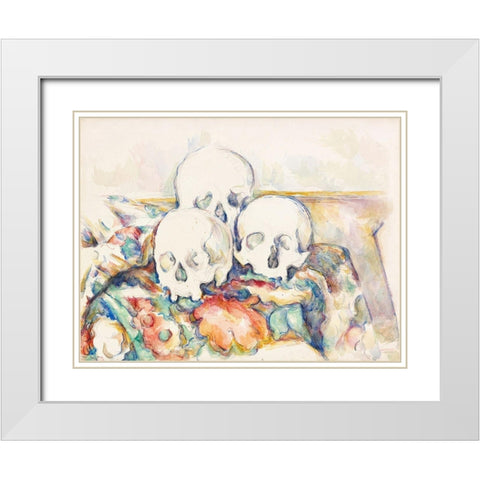 The Three SkullsÂ  White Modern Wood Framed Art Print with Double Matting by Cezanne, Paul