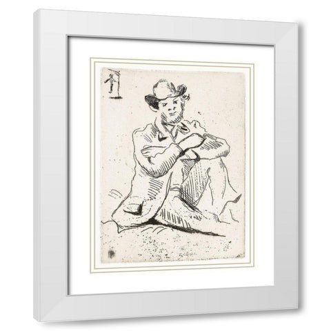 Guillaumin with the Hanged ManÂ  White Modern Wood Framed Art Print with Double Matting by Cezanne, Paul