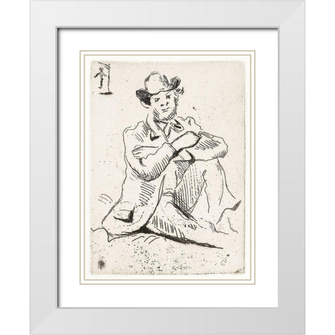 Guillaumin with the Hanged ManÂ  White Modern Wood Framed Art Print with Double Matting by Cezanne, Paul