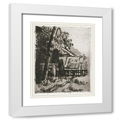 Landscape in AuversÂ  White Modern Wood Framed Art Print with Double Matting by Cezanne, Paul
