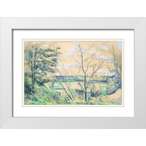 In the Oise Valley White Modern Wood Framed Art Print with Double Matting by Cezanne, Paul