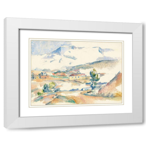 Montagne Sainte-Victoire, from near Gardanne White Modern Wood Framed Art Print with Double Matting by Cezanne, Paul