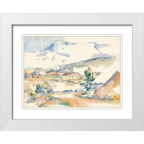 Montagne Sainte-Victoire, from near Gardanne White Modern Wood Framed Art Print with Double Matting by Cezanne, Paul
