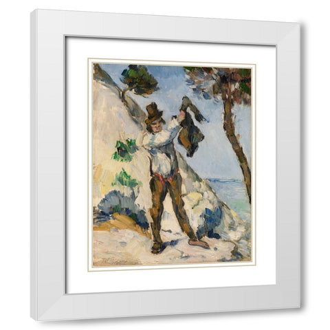 Man with a Vest White Modern Wood Framed Art Print with Double Matting by Cezanne, Paul
