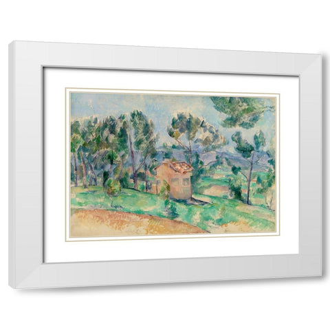 Hunting Cabin in Provence White Modern Wood Framed Art Print with Double Matting by Cezanne, Paul