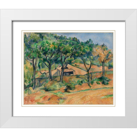 House in Provence White Modern Wood Framed Art Print with Double Matting by Cezanne, Paul