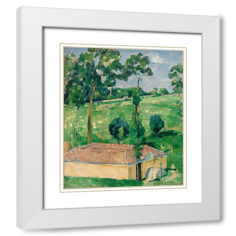 The Spring House White Modern Wood Framed Art Print with Double Matting by Cezanne, Paul