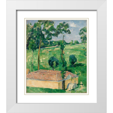 The Spring House White Modern Wood Framed Art Print with Double Matting by Cezanne, Paul