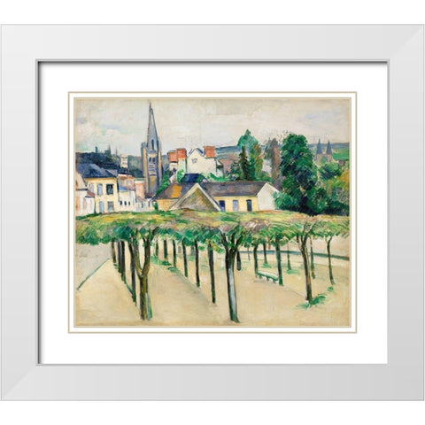 Village Square White Modern Wood Framed Art Print with Double Matting by Cezanne, Paul