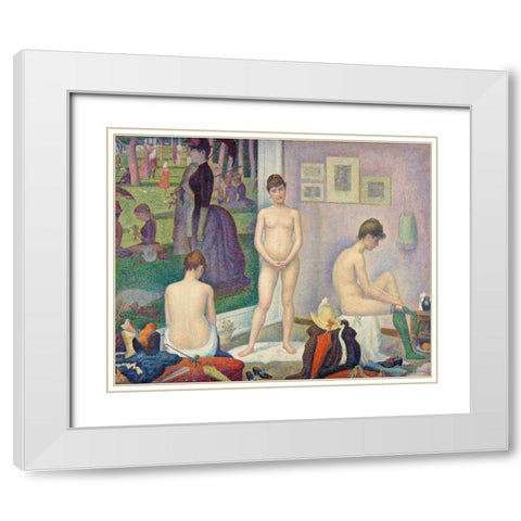 Models White Modern Wood Framed Art Print with Double Matting by Seurat, Georges