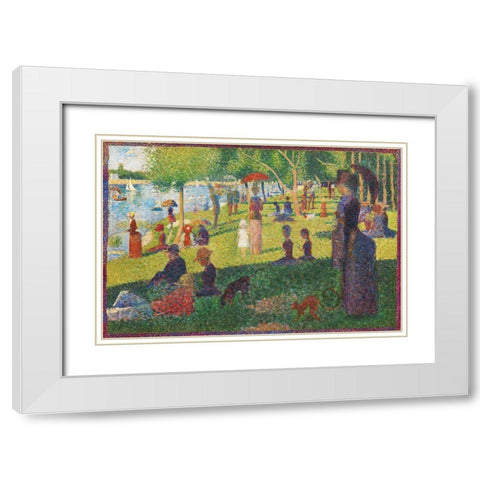 Study For a Sunday on La Grande Jatte White Modern Wood Framed Art Print with Double Matting by Seurat, Georges