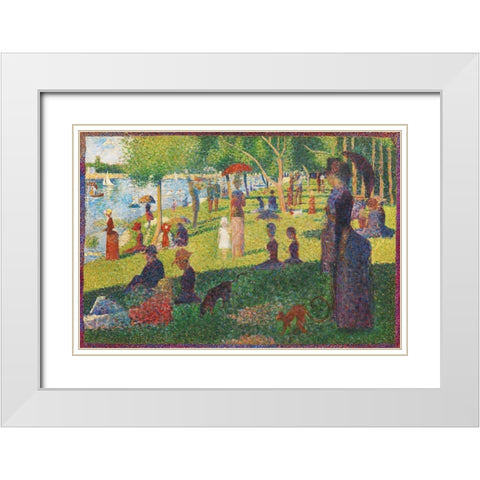 Study For a Sunday on La Grande Jatte White Modern Wood Framed Art Print with Double Matting by Seurat, Georges