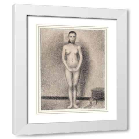 Study for Poseuses White Modern Wood Framed Art Print with Double Matting by Seurat, Georges