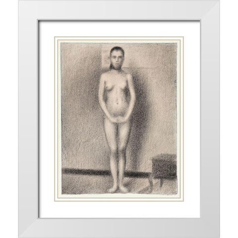 Study for Poseuses White Modern Wood Framed Art Print with Double Matting by Seurat, Georges
