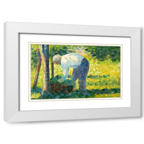 The Gardener White Modern Wood Framed Art Print with Double Matting by Seurat, Georges