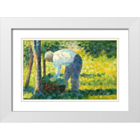 The Gardener White Modern Wood Framed Art Print with Double Matting by Seurat, Georges