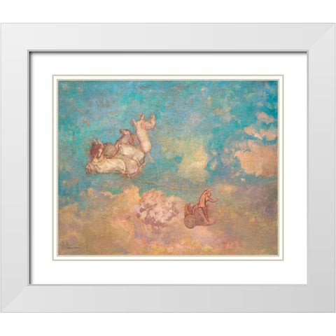 The Chariot of Apollo White Modern Wood Framed Art Print with Double Matting by Redon, Odilon