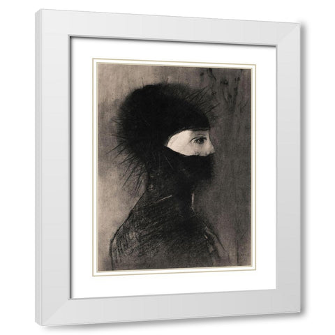 Armor White Modern Wood Framed Art Print with Double Matting by Redon, Odilon