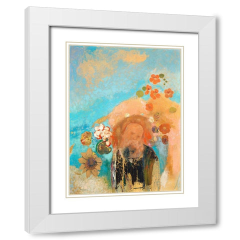 Evocation of Roussel White Modern Wood Framed Art Print with Double Matting by Redon, Odilon