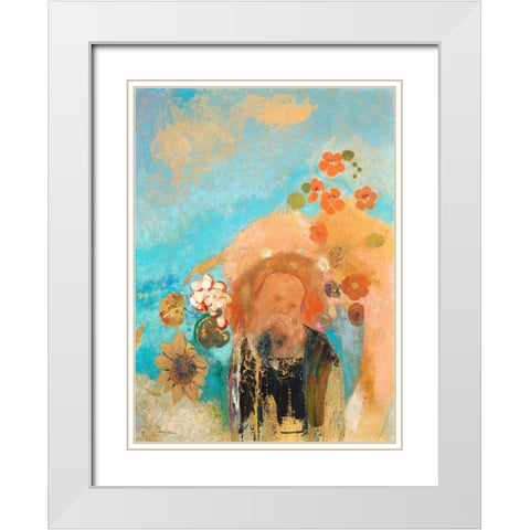Evocation of Roussel White Modern Wood Framed Art Print with Double Matting by Redon, Odilon