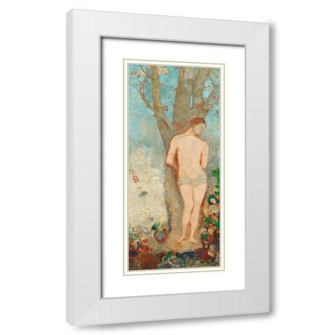 Saint Sebastian White Modern Wood Framed Art Print with Double Matting by Redon, Odilon