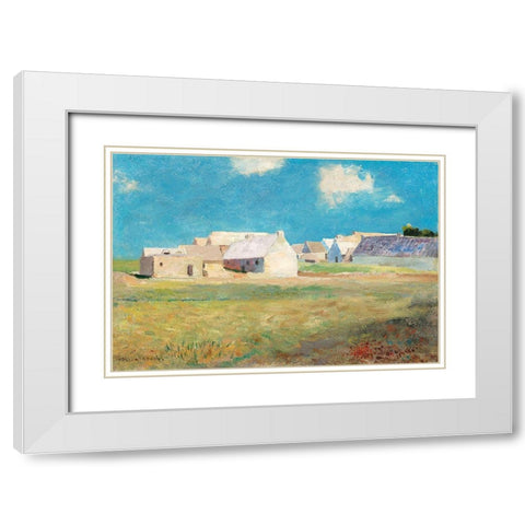 Breton Village White Modern Wood Framed Art Print with Double Matting by Redon, Odilon