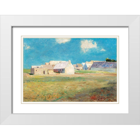 Breton Village White Modern Wood Framed Art Print with Double Matting by Redon, Odilon